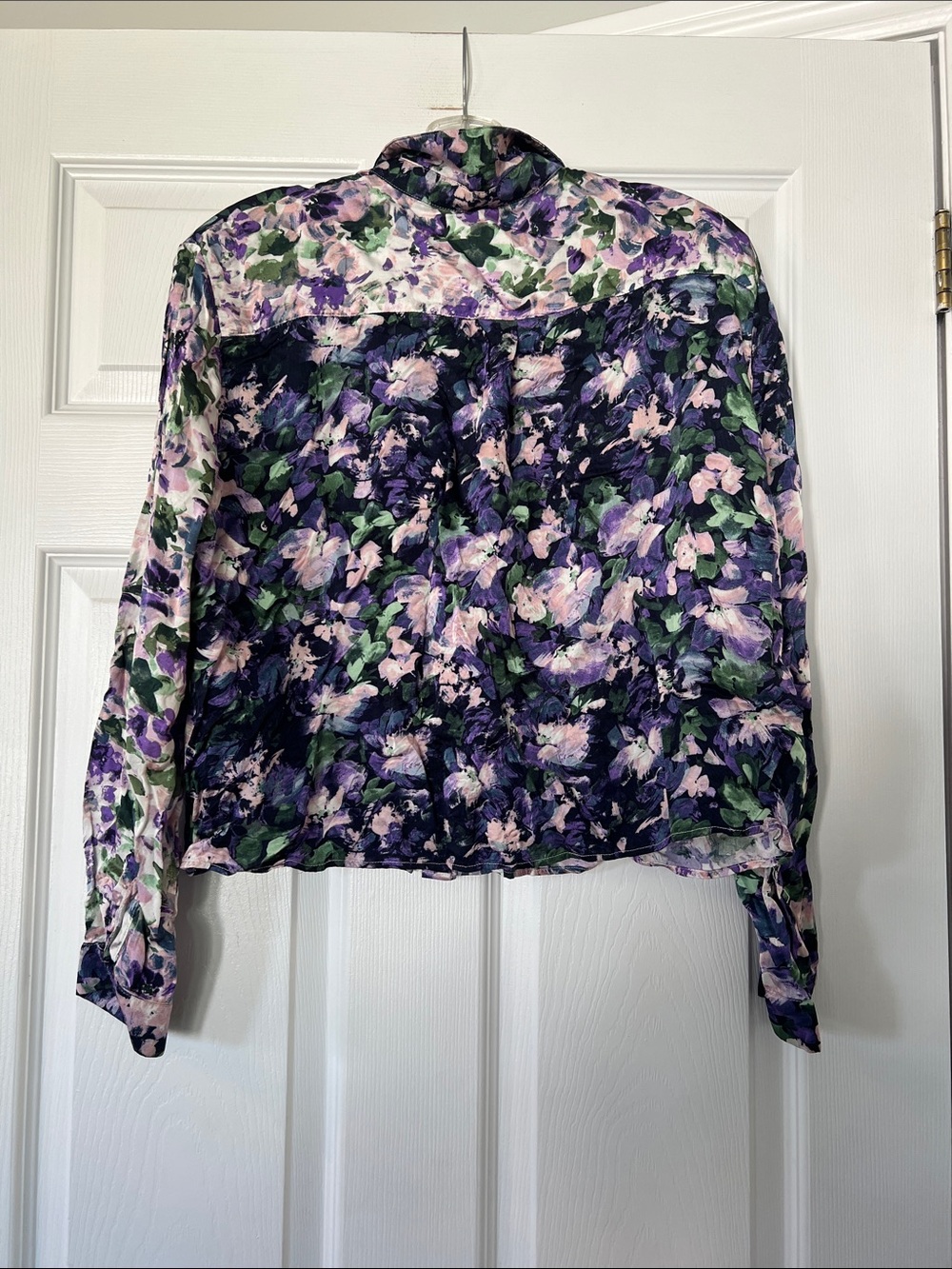 APRICOT Purple Floral Print Button-Down Blouse - Picture 3 of 5